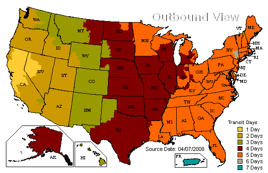 US Time in Transit Map